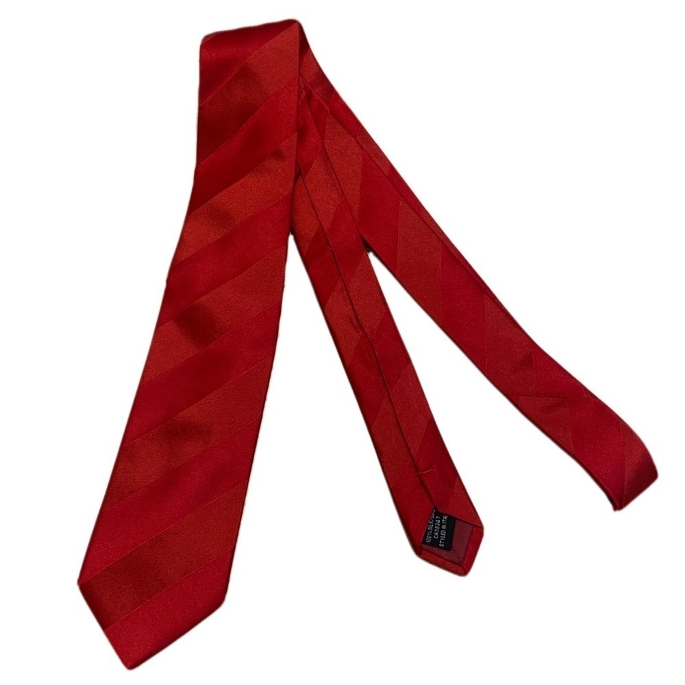 ⚡️Enrico Carlucci 100% Silk Red Striped Tie - Styled in Italy